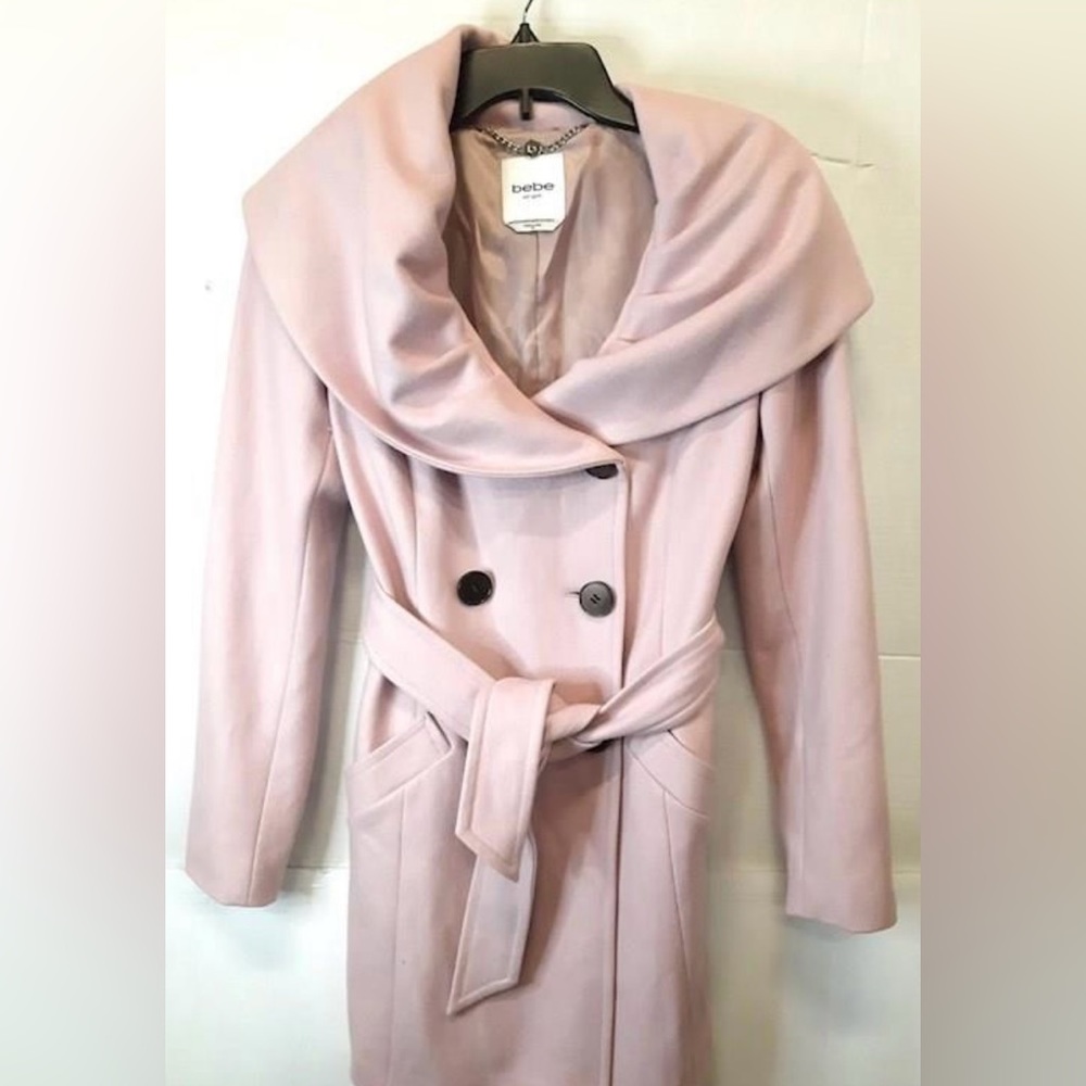 Bebe Womens Long Sleeve Pockets Double Breasted Button Pea Coat